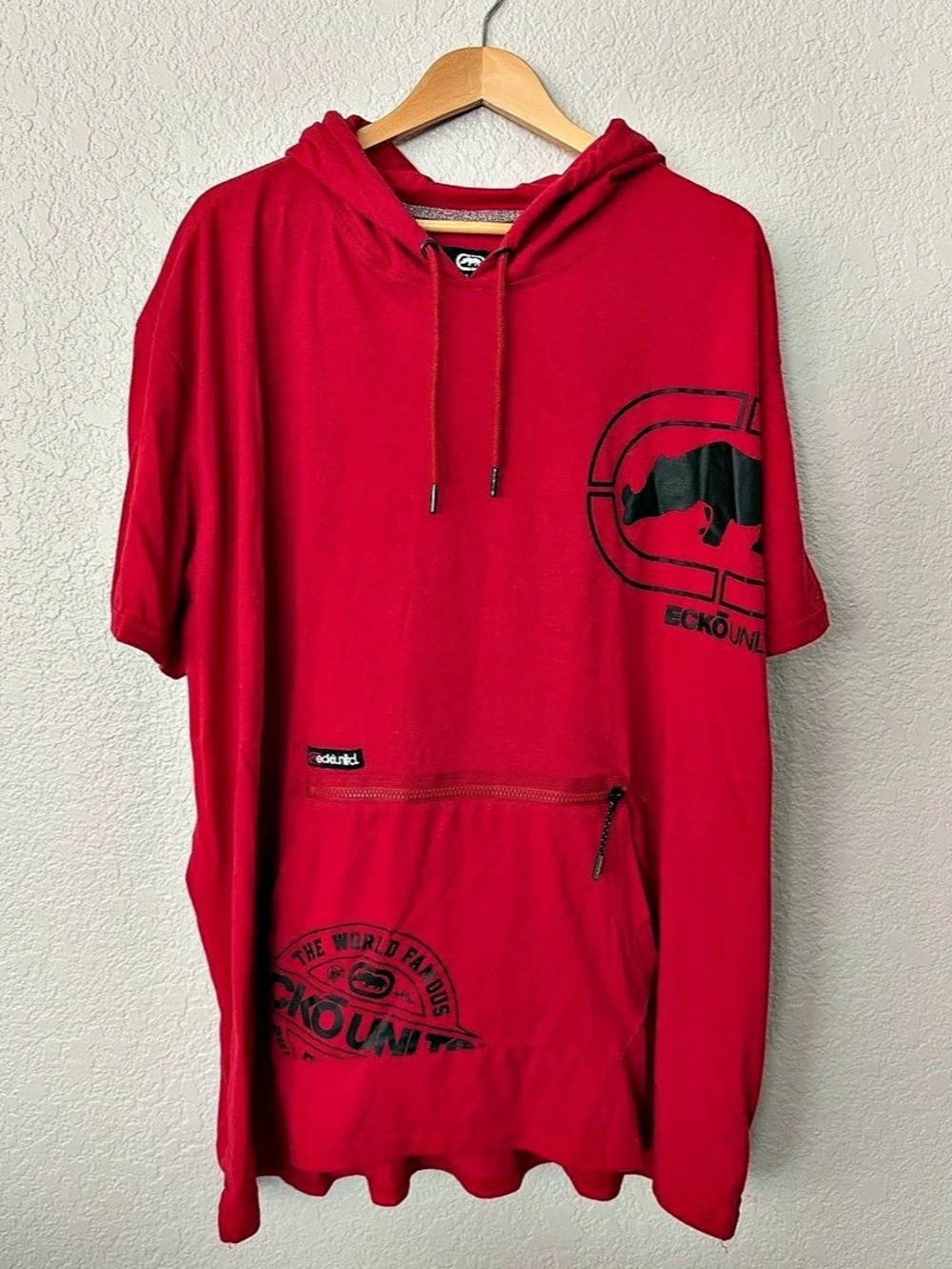 Ecko Unlimited Red Graphic Short Sleeve Hoodie 5XL